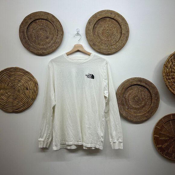 The North Face Tops - The North Face White Black Logo Long Sleeve Tee T-Shirt XL Granola Girl